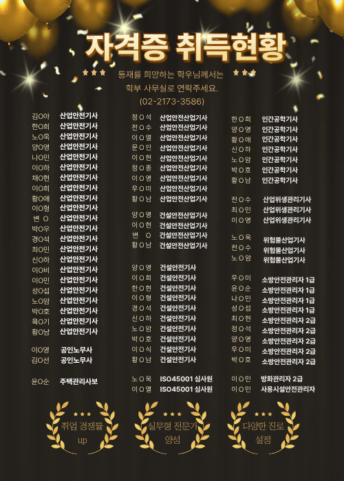 산업안전&middot;주택관리학부 자격증 취득 현황